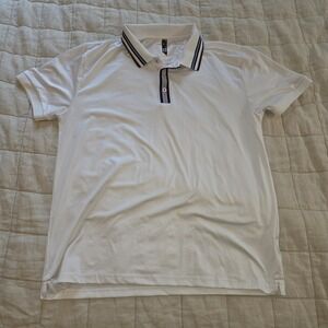 Hudson And Barrow Men's Polo Medium White Golf Moisture Wicking‎ UPF50
